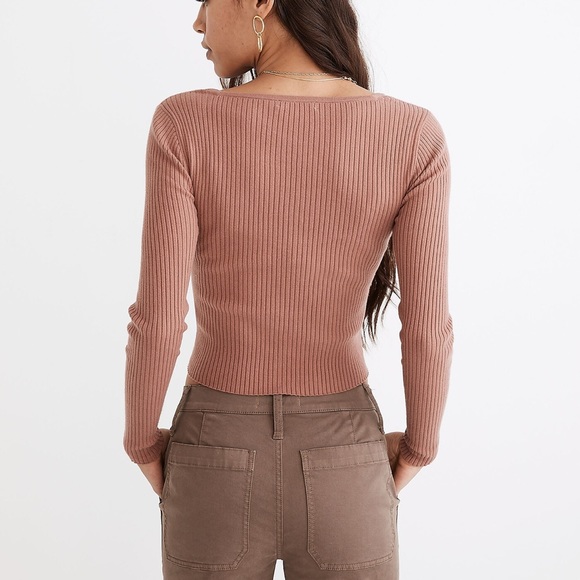 Madewell Rosseau Square-Neck Crop Cardigan Top size small - Picture 2 of 5